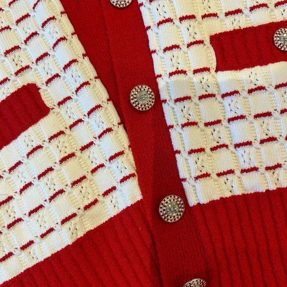 Red & White Chanel Cardigan size 36 small fits more like a medium. - Picture 4 of 8